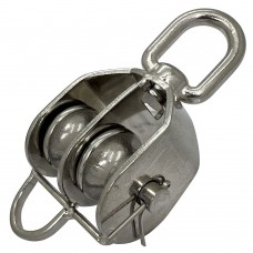 Stainless Swivel Eye Pulley Block - Double Sheave